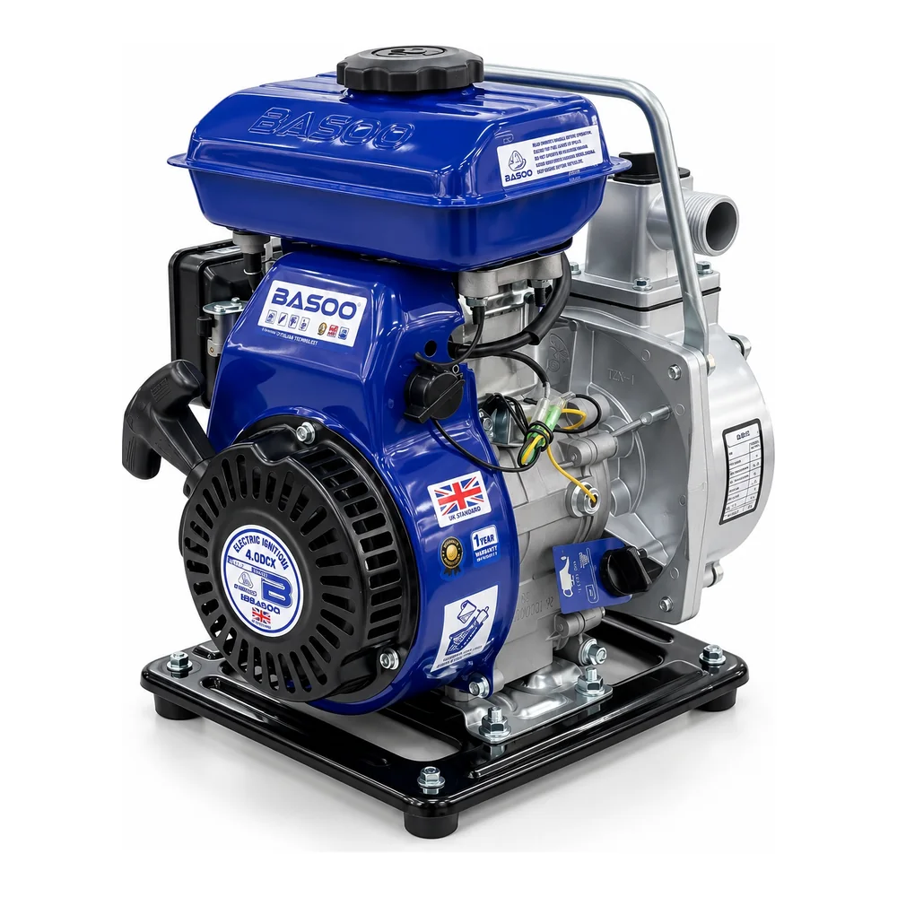 BASOO BS-25XR gasoline water pump with blue engine
