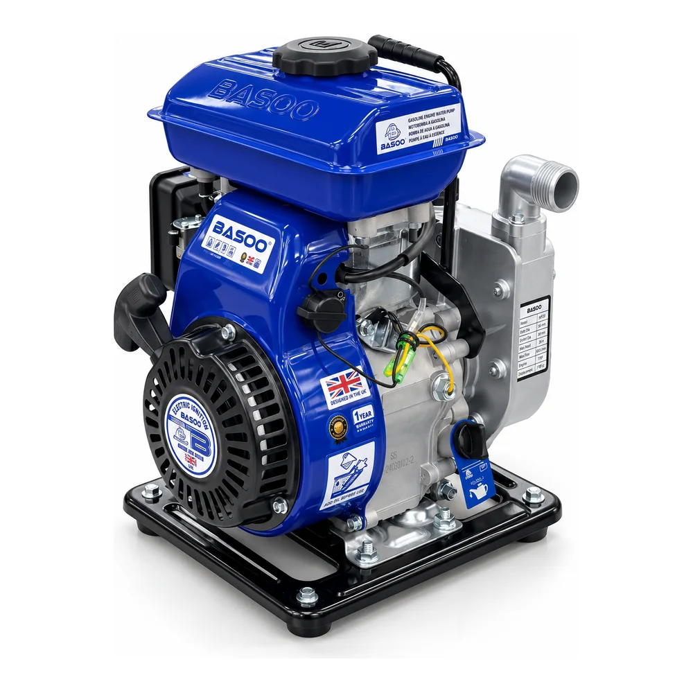 BASOO BS-25XS gasoline water pump with blue engine