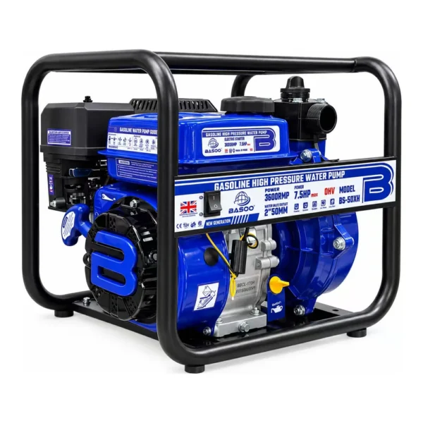 BASOO high-pressure water pump with blue engine and black protective frame